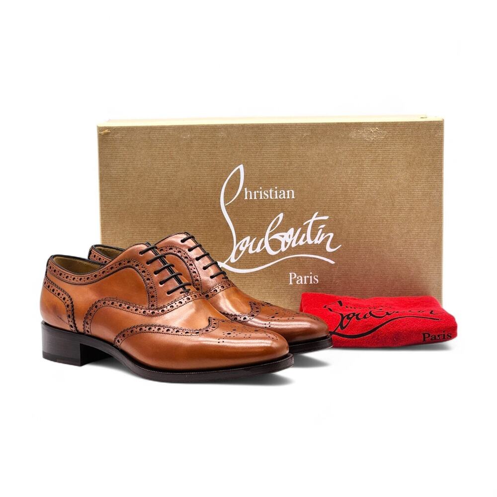 Christian Louboutin Brogue Leather Oxford Shoes Brown EU 39 US 6 - NWB $1295